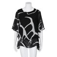 thumbnail image 3 of Plus Size Blouse Women Blouse Flared Sleeve Irregular Hem Colorblock Plus Size Top, 3 of 8
