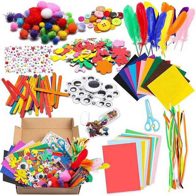 Children's Craft Set, DIY Art Craft Materials Supplies Colourful Buttons for Birthday