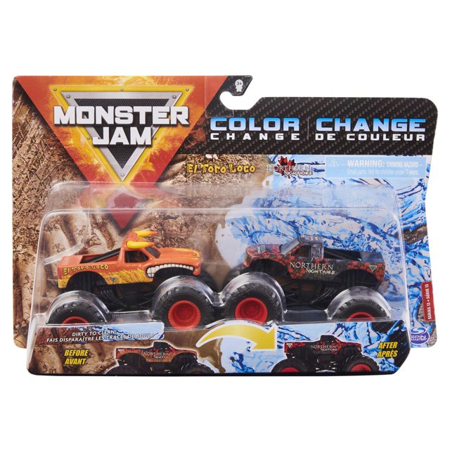 Monster Jam, Official El Toro Loco vs. Northern Nightmare Color-Changing Die-Cast Monster Trucks, 1:64 Scale