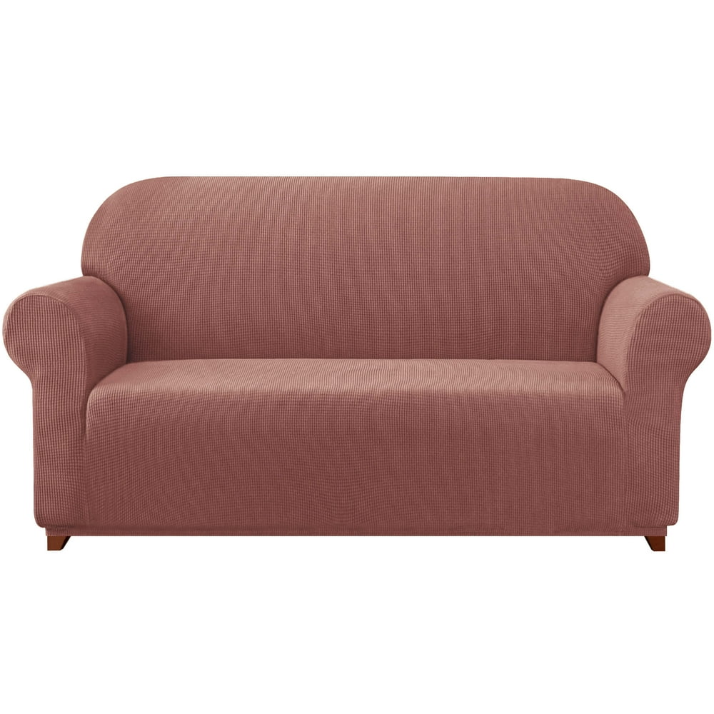 2024 Solid Print Polyester Loveseat Slipcover Chocolate