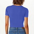 thumbnail image 4 of Timegard Summer Tops for Women V Neck Ruched Short Sleeve Crop Top Casual Slim Solid Color Tee Fashion, 4 of 7