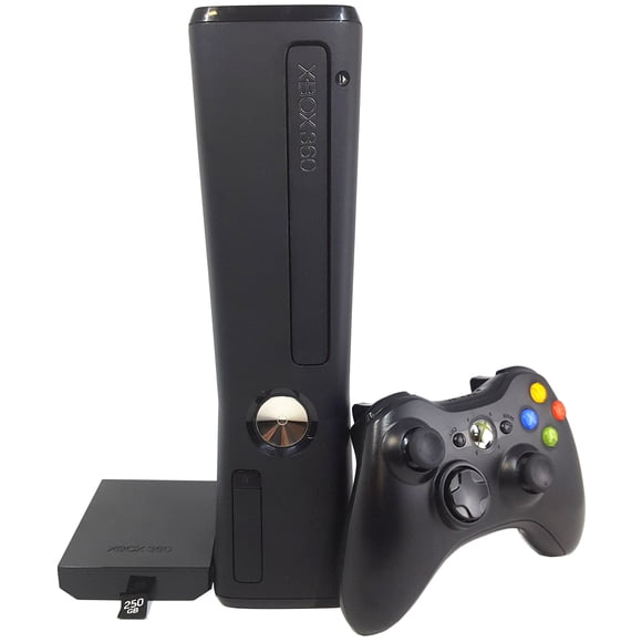 Console de jeu Microsoft Xbox 360 Slim 250Go noire reconditionnée avec manette et câble HDMI