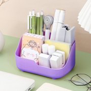 Czzoypi Multifunctional Desk Organizer Caddy, Plastic Storage Tray for Office Art Supplies, Pen Pencil Brush Holder Compartment for Bathroom Countertop Home Organization, Purple