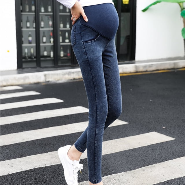 Maternity Pregnancy Skinny Trousers Jeans Over The Pants Elastic