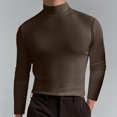 thumbnail image 1 of zanvin Chandail à Col Roulé pour Hommes, Manches Longues, Basique, Ajusté, Extensible, Marron, TTG, 1 of 5
