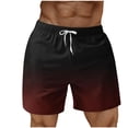 thumbnail image 1 of RKSTN Swim Shorts for Mens Gradient Print Ultra Plus Size Color Blocking Elastic Waist Drawstring Casual Versatile Beach Vacation Board Shorts with Pockets, 1 of 4