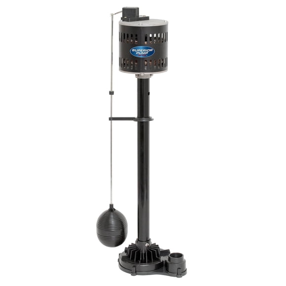 Superior Pump 92333 1/3 Horsepower Thermoplastic Steel Pedestal Sump Pump, Black
