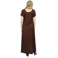 thumbnail image 4 of Bimba Robe d'Été à Ourlet Asymétrique avec Poches pour Femme Brun Maxi avec Foulard-18, 4 of 9