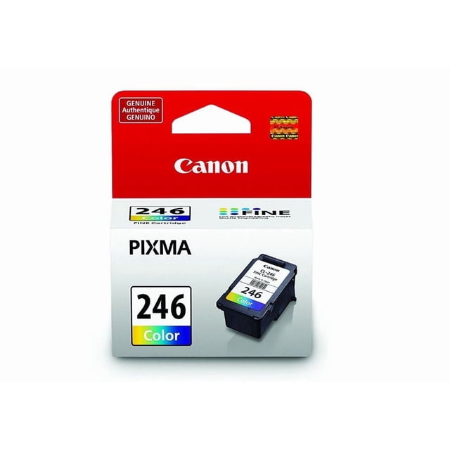 Canon Canada Inc Canon CL-246 Ink Cartridge in original red and white PIXMA packaging, featuring a black color ink cartridge with FINE technology for sharp, vibrant prints, suitable for Canon printers and high-quality photo printing.
