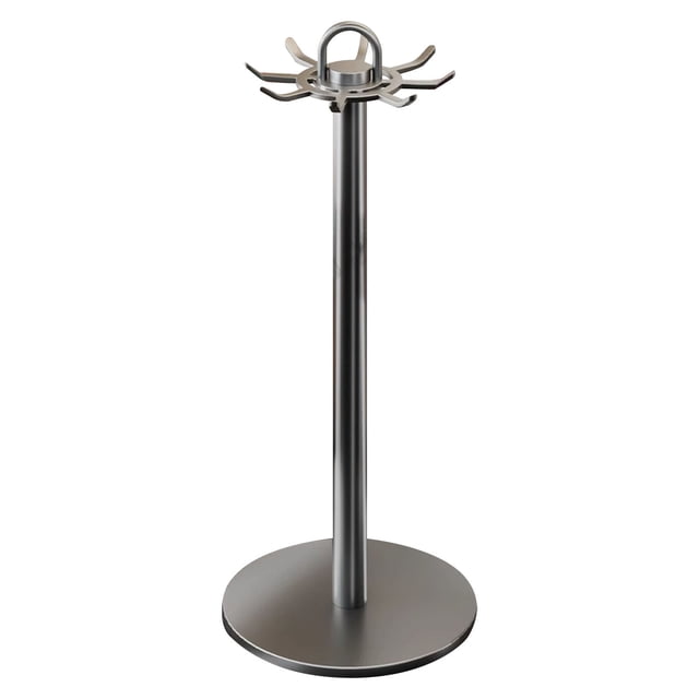 Stainless Steel Rotating Kitchen Organizer Rack with Hooks for Efficient Utensil Storage and Space Saving