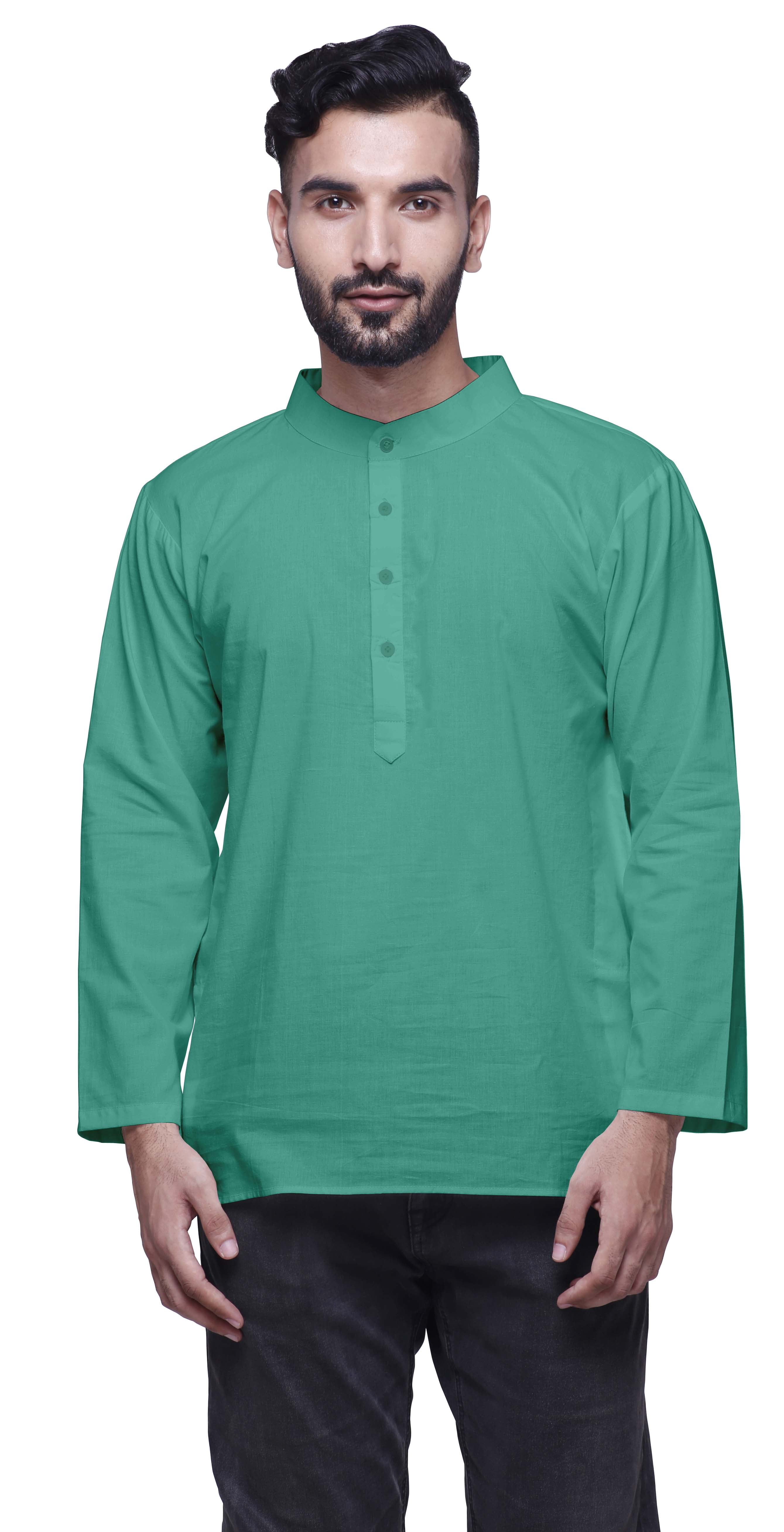 Atasi Long Sleeve Kurta For Men Solid Mandarin Collar Ethnic Shirt