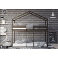 thumbnail image 1 of HMD Pasco Twin Over Twin Solid Wood House Loft Bed Frame Box B, Taupe, 1 of 3