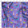 thumbnail image 4 of Soimoi Purple Cotton Voile Fabric Text & Bird Artistic Printed Fabric 1 Yard 42 Inch Wide, 4 of 5