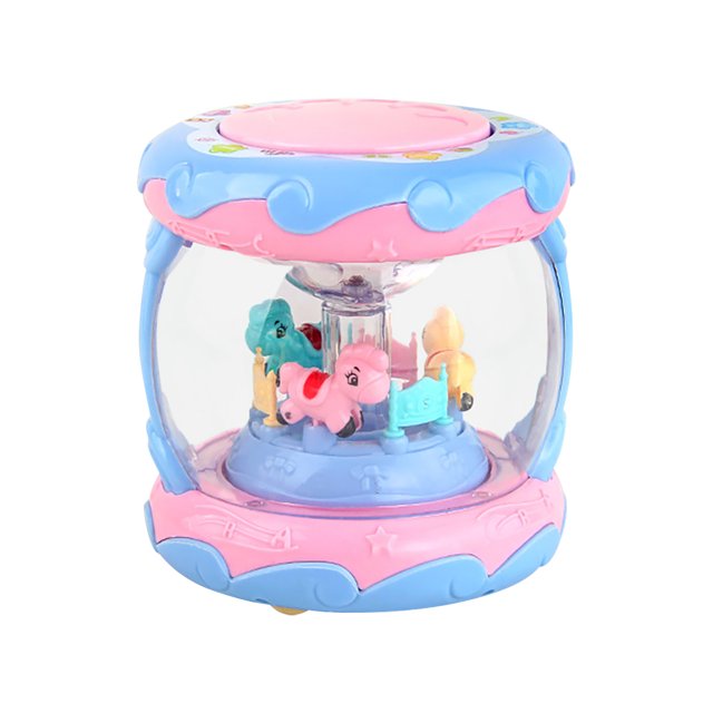 Blue Electronic Drum Instrument With Pulley Base Musical Toy For 1 2 3 Year Olds Sensory Stimulation