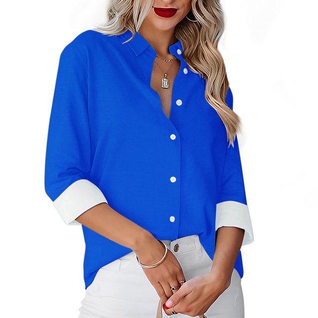 Birdeem Women's Solid Color Casual Everyday Single-Breasted Long-Sleeved Shirt Tops