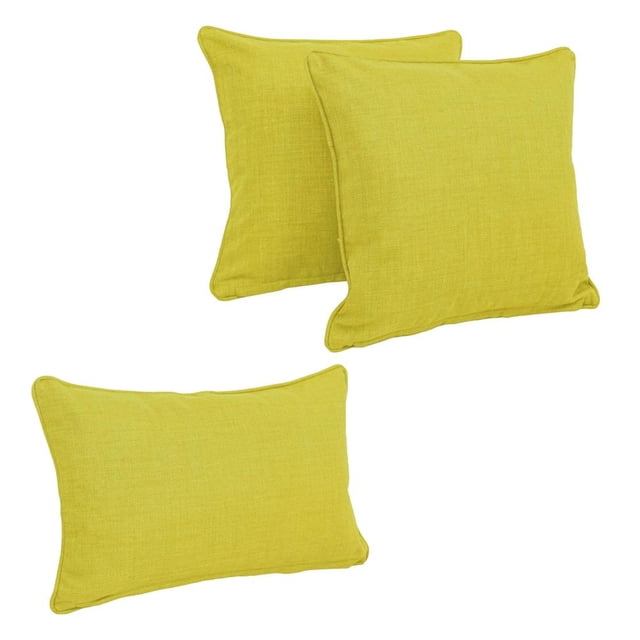 Coussins Décoratifs d'Extérieur en Polyester Filé Uni à Double Cordon avec Bourrures (Ensemble de 3), Lime