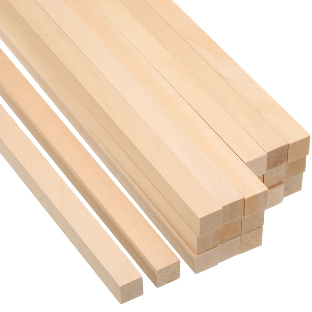 Unique Bargains 9/16 Inch Dowel Rods Wood Sticks 12 Inch Long Square Wooden Dowels 20 Pcs
