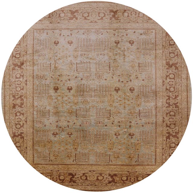 Ahgly Company Indoor Round Mid-Century Modern Light Copper Gold Oriental Area Rugs, 5' Round