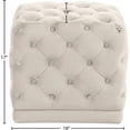 thumbnail image 4 of Meridian Furniture Stella Collection Modern | Contemporary Velvet Upholstered Ottoman / Stool with Deep Button Tufting and Solid Wood Frame, Cream, 18" W x 18" D x 17" H, 4 of 4
