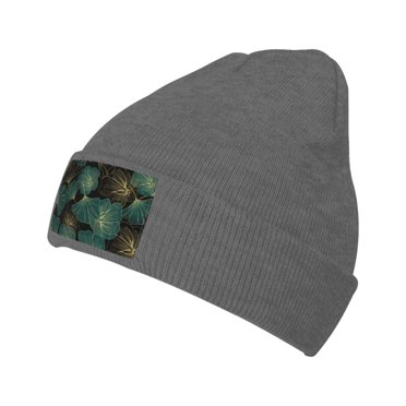 ZICANCN Bonnet Décoratif en Tricot avec Feuilles, Chapeau d'Hiver Doux et Chaud Classique pour Hommes et Femmes, Gris Foncé