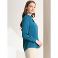 thumbnail image 4 of INSPIRE CHIC Women's Keyhole Stand Collar Pleated Back Button Blouse Tops, 4 of 6