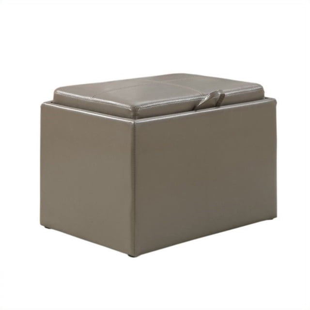 Convenience Concepts Designs4Comfort Pouf de Rangement d'Appoint en Similicuir Gris