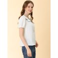 thumbnail image 4 of INSPIRE CHIC Blouse Haut à Col Peter Pan Décontracté d'Été Rétro à Manches Bouffantes pour Femme TG Blanc, 4 of 6