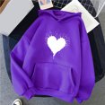 thumbnail image 2 of XZNGL Womens Comfortable Sweater Heart Pattern Printed Womens Hooded Pocket Drawstring Sweater, 2 of 4
