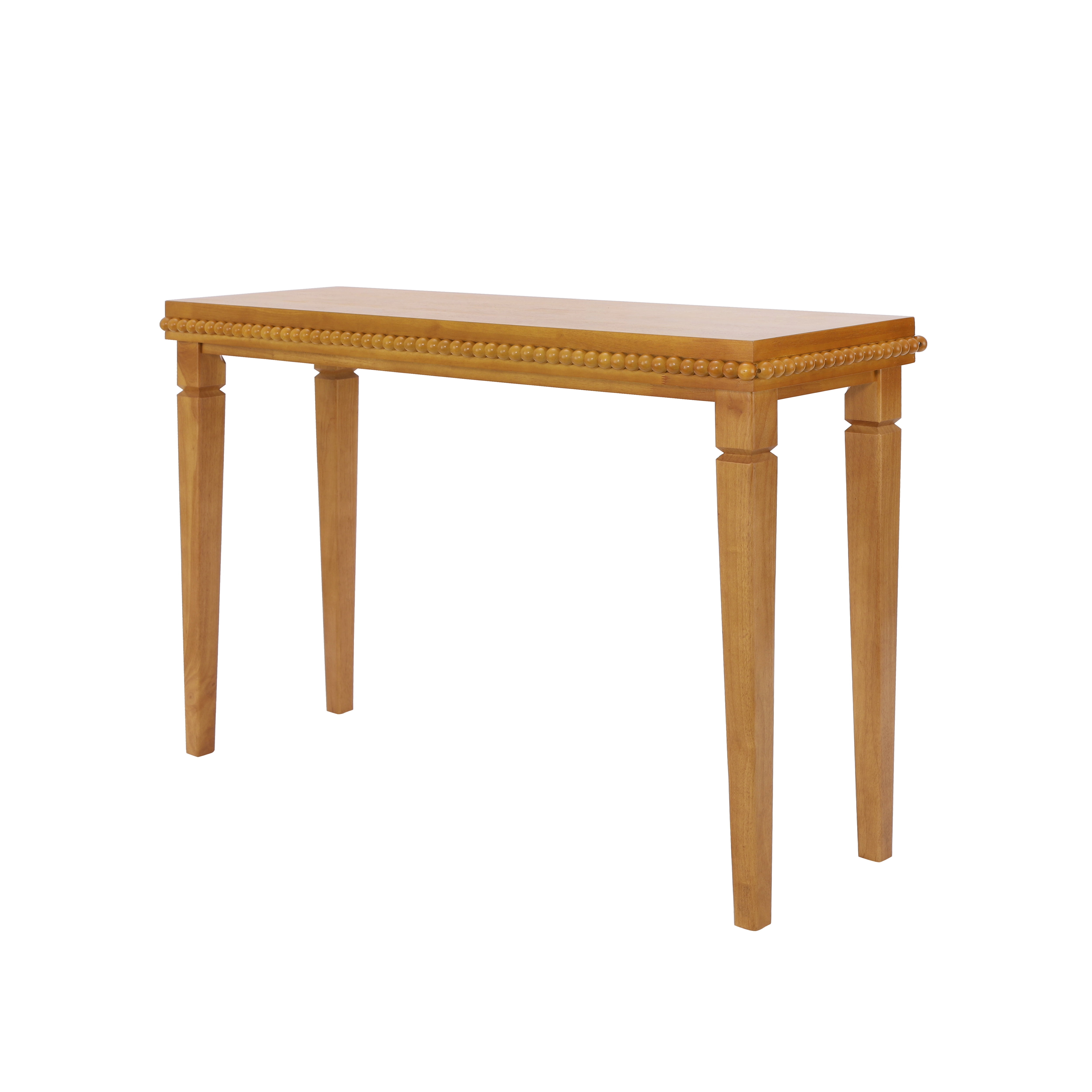 Noble House Table Console de Ferme avec Garniture Perlée, Placage en Bois Naturel pour Entrée, Salon et Couloir, Marron