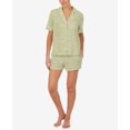 thumbnail image 1 of Dkny Sleepwear Printed Notched-Collar Top & Shorts Pajama Set, Green, Large, 1 of 2