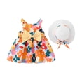 thumbnail image 1 of Robes pour Bébé Fille Robe Tutu Sans Manches pour Bébé Robe d'Été pour Bébé Fille avec Chapeaux 2 Pcs Ensembles pour Nourrisson 2-3 Ans, 1 of 8