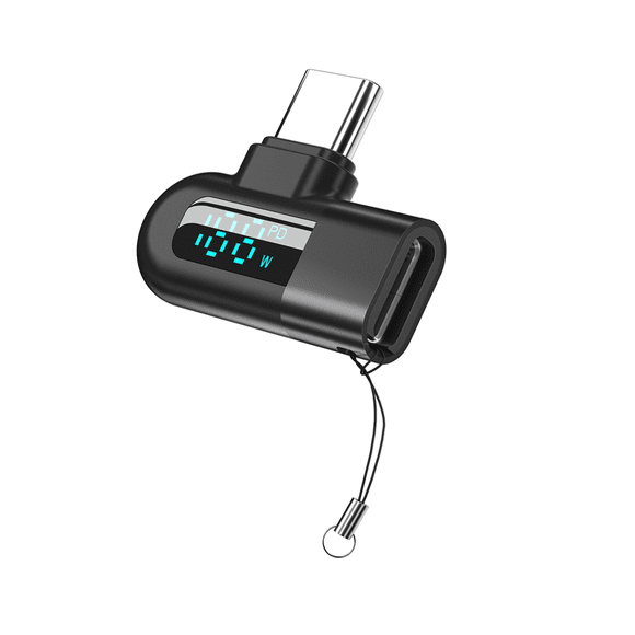 6A Digital Display Type C to Type C OTG Adapter for 120W Fast Charging USB C Cable USB2.0 Connector Black