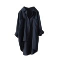 thumbnail image 1 of Chemises à Boutons pour Femmes Manches Longues Retroussables Ourlet Haut-Bas Blouse Décontractée, 1 of 3
