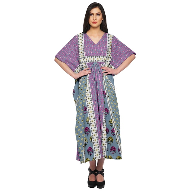 Moomaya Kaftan de Plage, Paréo de Bikini, Robe Longue Maxi Caftan pour Femmes
