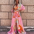 thumbnail image 3 of Women Maxi Dress Long Holiday Boho Paisley Print Slit Striped Ladies Summer, 3 of 6