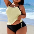 thumbnail image 2 of FAVIPT Drawstring Tankini for Women 2 Piece Tummy Control Bathing Suit Ruched Tropical Beach Comfy Swimsuts 2026 Beige,XL, 2 of 5