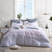 Swift Home 100% Cotton Yarn-Dyed Stripe Gauze Duvet Cover Set, Textured, Twin, Mauve