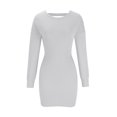 thumbnail image 4 of cfhntfmh Robes Moulantes pour Femmes Ajustées Col Ras du Cou Manches Longues Robe Mini en Tricot Côtelé Mode Découpe au Dos Robe de Soirée, 4 of 6