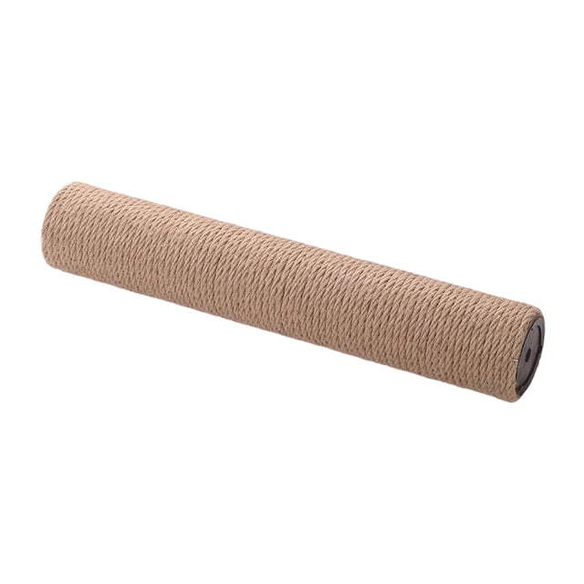 Pet cat scratching posts replacement sharpen claw toy made of natural sisal in yellow, measuring 38cm x 7cm. Designed for cat furniture, it features a cylindrical shape wrapped in durable sisal rope with an M8 screw hole for easy installation.