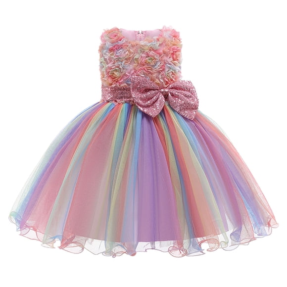 FhsagQ Dresses Girls Christmas Dresses Size 14-16 Black Kids Girls Bowknot Paillette Gown Birthday Party Princess Wedding Dress Christmas Dresses for Girls 7-8 Fancy 8-9 Years