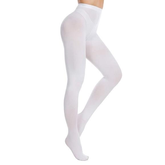 Aocisk Womens 80 Soft Semi Opaque Solid Color Footed Pantyhose Tights Casual Candy Tone Party Outfit Accessories White One Size