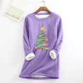 thumbnail image 1 of Meichang Chandail en Molleton pour Femmes Grande Taille, Graphique d'Arbre de Noël, Chandail Doublé Sherpa, Chaud pour l'Hiver, Manches Longues, Col Rond, Chandail à Enfiler, Violet, TTTTG, 1 of 4