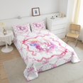 thumbnail image 4 of Erosebridal Ensembles de Couettes Axolotl Roses Format Double, Couettes et Duvets Nœud de Rêve, Déco Kawaii d'Animaux de Dessin Animé, 3 Pcs, 4 of 7