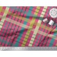 thumbnail image 2 of Soimoi Pink Silk Fabric Check Check Printed Craft Fabric by the Yard 42 Inch Wide, 2 of 5