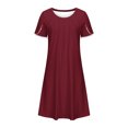 thumbnail image 4 of Gspmoly Robes Grande Taille pour Femmes aux Formes, Nouvelle Robe d'Été Décontractée pour Femmes à Col Rond, Couleur Unie, Ample, Plissée à la Poitrine, à Manches Courtes, Robe de Soirée pour Femmes jusqu'à 70 % de Rabais, 4 of 5