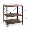 thumbnail image 3 of Costway 3-Tier Kitchen Baker's Rack Microwave Oven Storage Cart w/ Hooks Rustic, 3 of 10