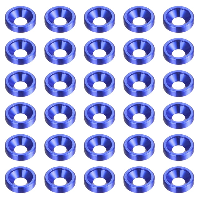 Unique Bargains Lot de 30 Rondelles à Encastrer M3 en Alliage d'Aluminium Anodisé pour Finition, Bleu
