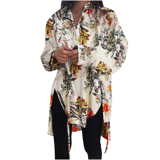 Birdeem Chemise Ajustée Ample pour Femme, Courte, devant, Dos Long, à Lacets, Manches Longues, Col en V, Haut/chemise