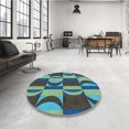 thumbnail image 4 of Ahgly Company Tapis d'Intérieur Lavable en Machine Carré Transitionnel Bleu Charbon, 7 Pieds Carré, 4 of 7