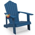 thumbnail image 1 of Gymax Chaise Adirondack d'Extérieur Résistante aux Intempéries à Lattes pour Patio avec Porte-Gobelet, Bleu Marine, 1 of 8